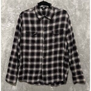 Paige Mens Everett Button Down Shirt Large Plaid Rayon Cotton Soft Flannel